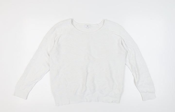 CC Women's White Pullover Jumper, Size L, Long Sleeve