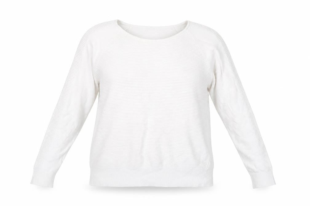 Front view of Country Casuals Women's White jumper, size L, Long Sleeve