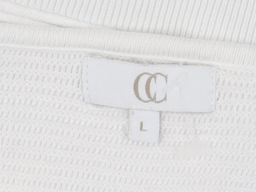 CC Women's White Pullover Jumper, Size L, Long Sleeve