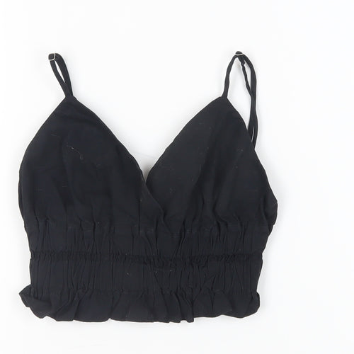 Bershka Women's Black Camisole 2XS V-Neck Top