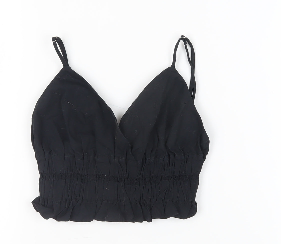 Bershka Women's Black Camisole 2XS V-Neck Top