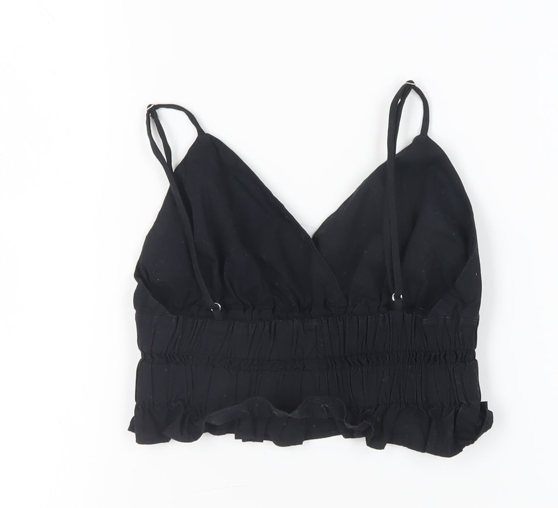 Bershka Women's Black Camisole 2XS V-Neck Top