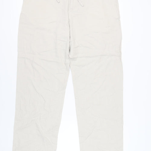 Marks and Spencer Men's Beige Linen Trousers Size 36