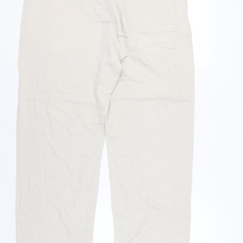 Marks and Spencer Men's Beige Linen Trousers Size 36