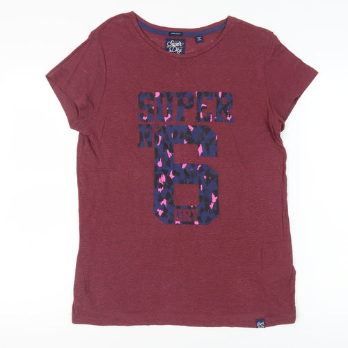 Superdry Womens Red XS Jersey T-Shirt with Print