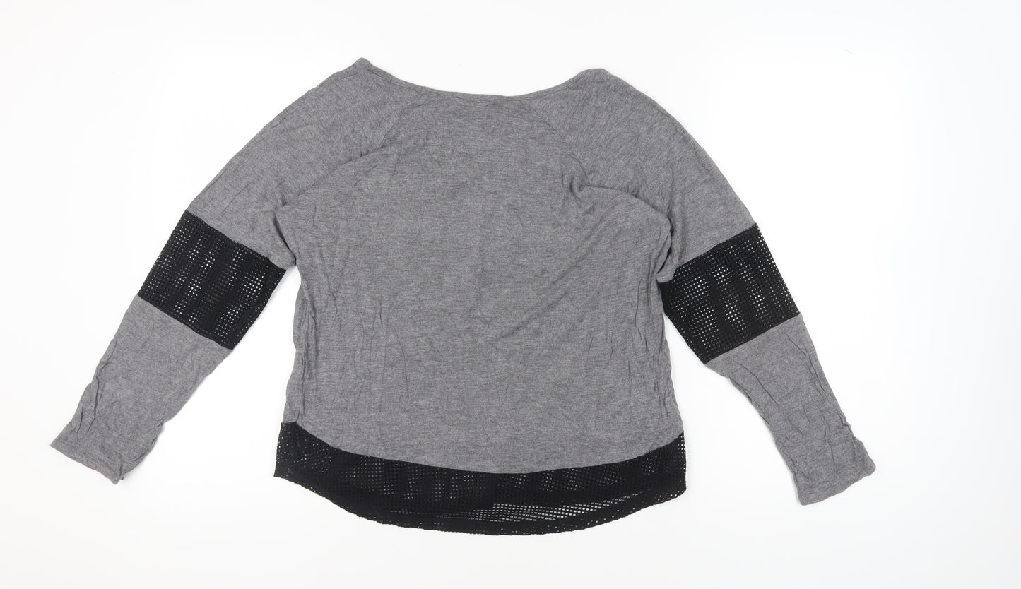 Guess Women's Grey Long Sleeve T-Shirt, Size L