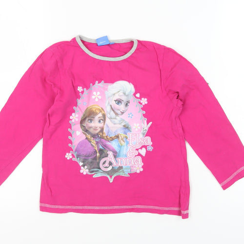 Disney Girls Pink Frozen T-Shirt, Size 7-8 Years, Long Sleeve