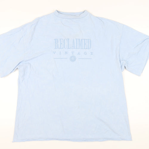 Reclaimed Vintage Blue Cotton Unisex T-Shirt XS