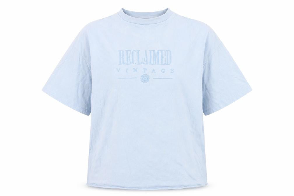 Reclaimed Vintage Blue Cotton Unisex T-Shirt XS