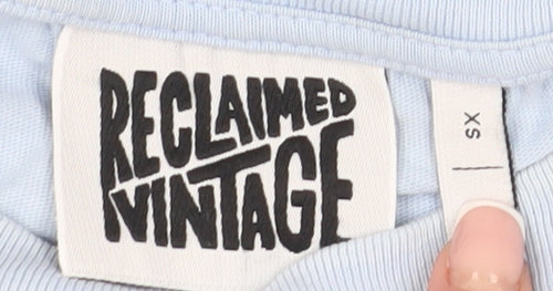Reclaimed Vintage Blue Cotton Unisex T-Shirt XS