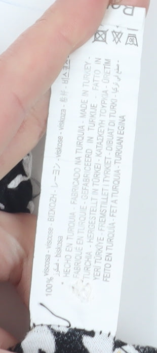 Bershka Women's Black Floral Puff Sleeve Mini Dress