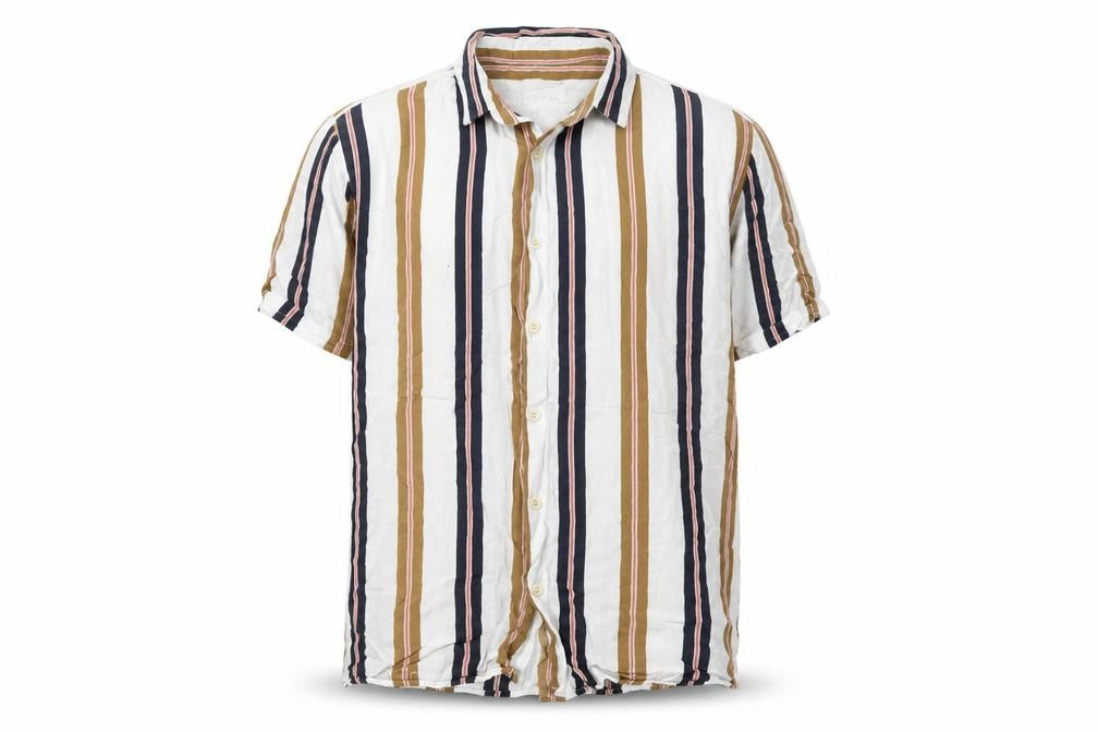 Front view of Topman Men's Multicoloured Striped Shirt M