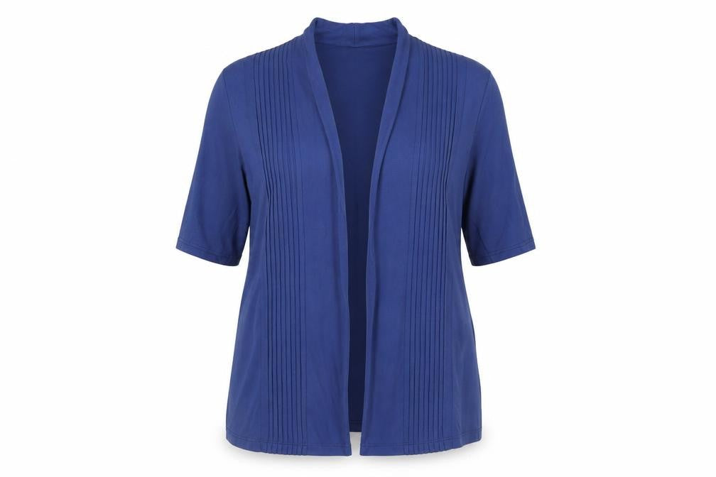 Front view of Eastex Women's Blue 3/4 Sleeve Top, size 14