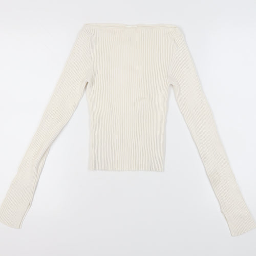 H&M Women's Ivory Boat Neck Jumper XS