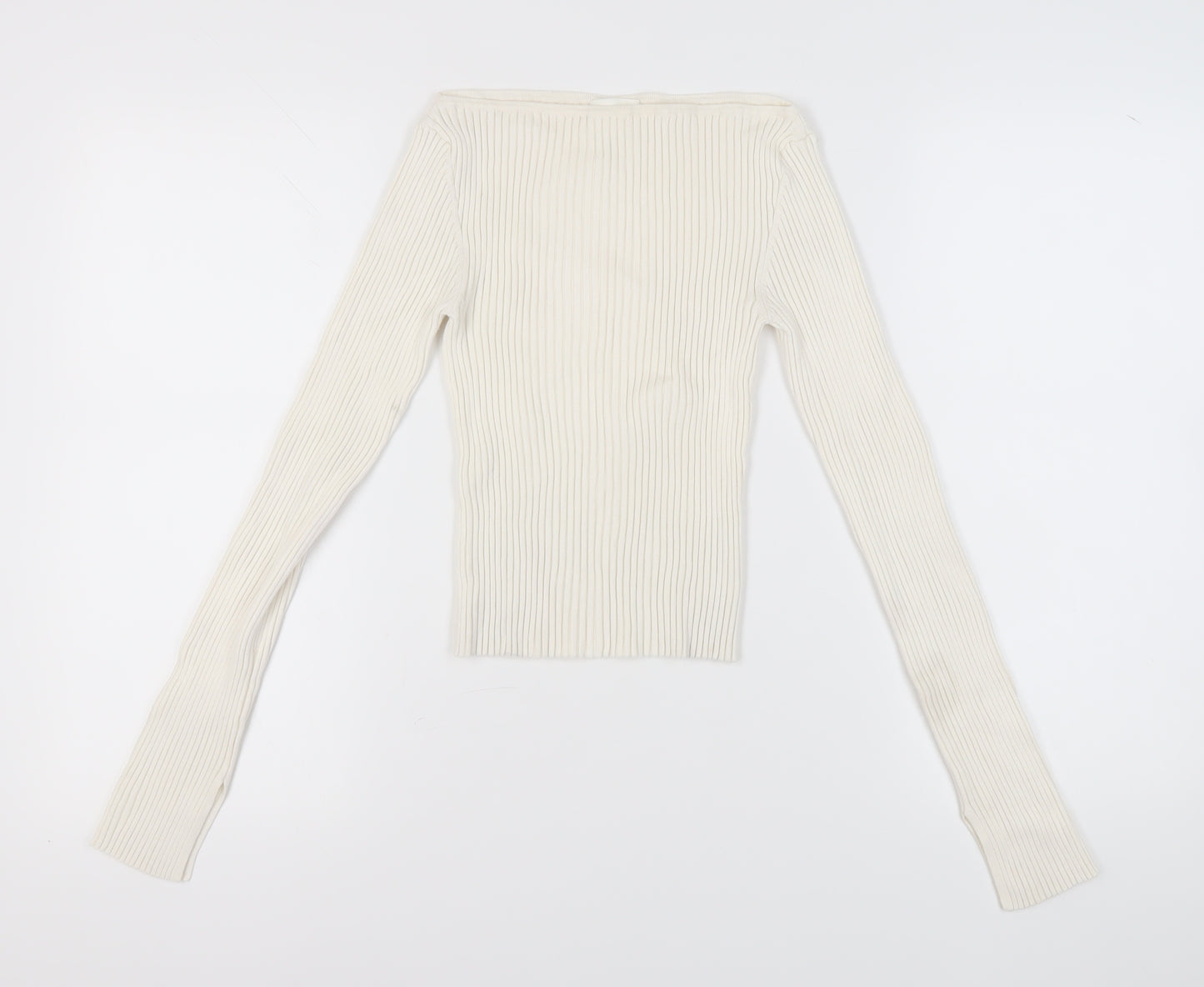 H&M Women's Ivory Boat Neck Jumper XS