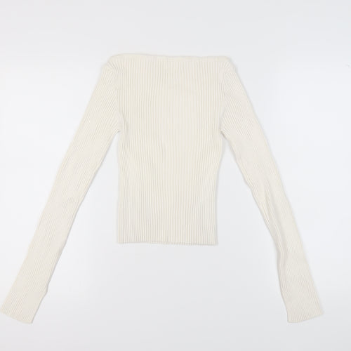H&M Women's Ivory Boat Neck Jumper XS
