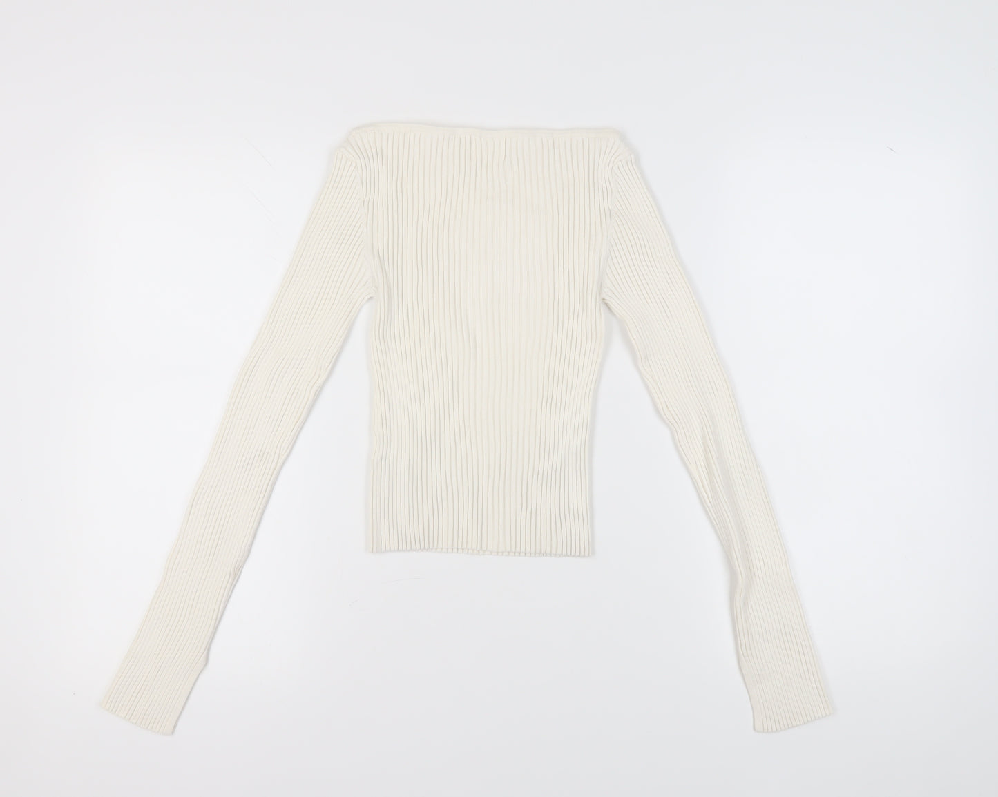 H&M Women's Ivory Boat Neck Jumper XS