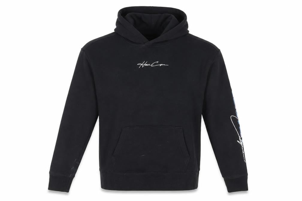Front view of Hollister unisex black hoodie, medium, casual pullover