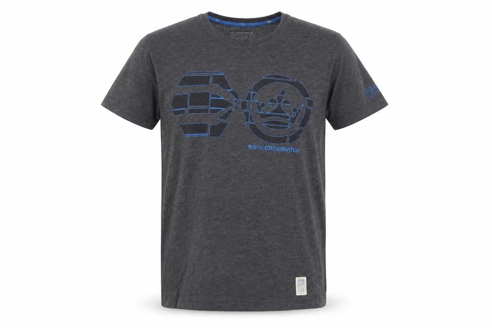 Front view of Crosshatch Men's Grey Graphic T-Shirt S