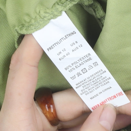 PrettyLittleThing One Sleeved Women's Green Dress Size 12