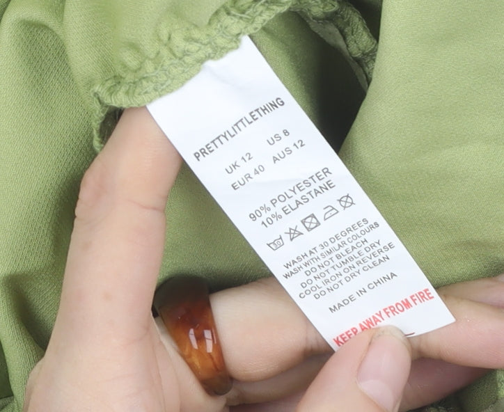 PrettyLittleThing One Sleeved Women's Green Dress Size 12