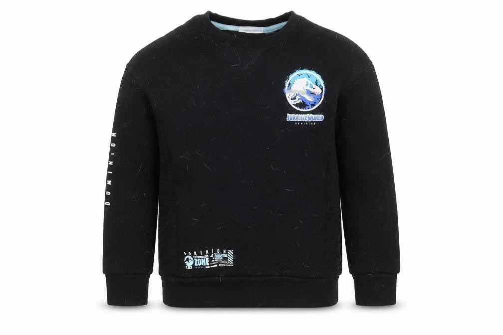 Front view of boys’ jurassic world black sweatshirt pullover 7 years