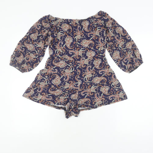 Boohoo Women's Multicoloured Paisley Playsuit, Size 12