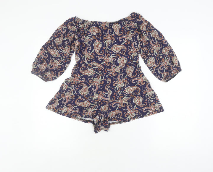 Boohoo Women's Multicoloured Paisley Playsuit, Size 12