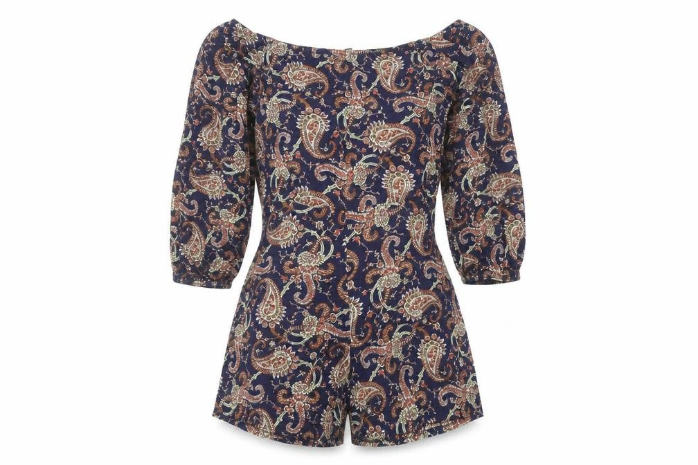 Front view of Boohoo Women's Multicoloured Paisley Playsuit, size 12