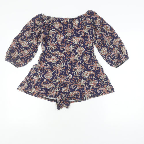 Boohoo Women's Multicoloured Paisley Playsuit, Size 12