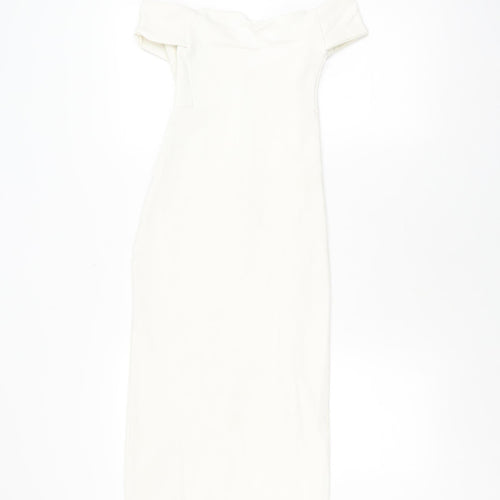 Zara Women's Ivory Off-Shoulder Dress Size 10
