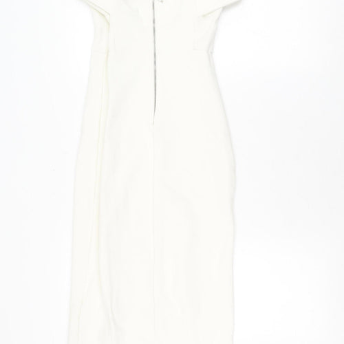 Zara Women's Ivory Off-Shoulder Dress Size 10
