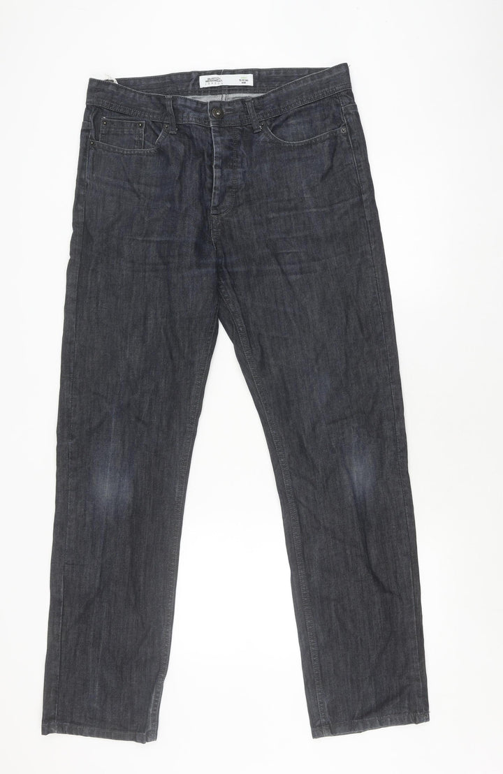 Burton Menswear Grey Straight Leg Jeans - 34W 34L