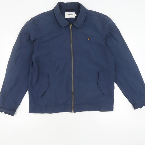 Farah Men's Blue Basic Jacket L Casual Mid-Length Zip