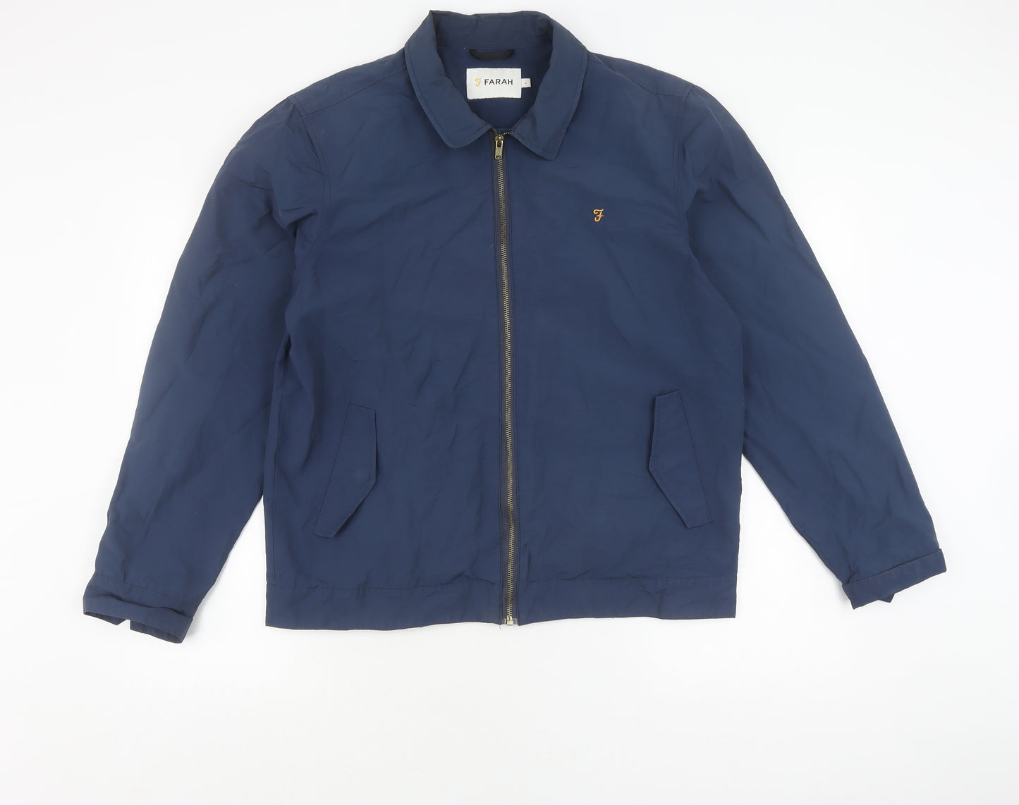 Farah Men's Blue Basic Jacket L Casual Mid-Length Zip