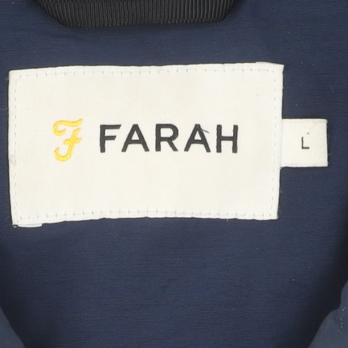 Farah Men's Blue Basic Jacket L Casual Mid-Length Zip