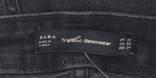 Zara Girls Black Floral Embroidered Skinny Jeans Size 6