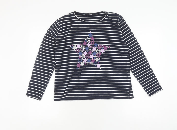 Isle Essentials Women's Blue Striped Pullover Jumper M