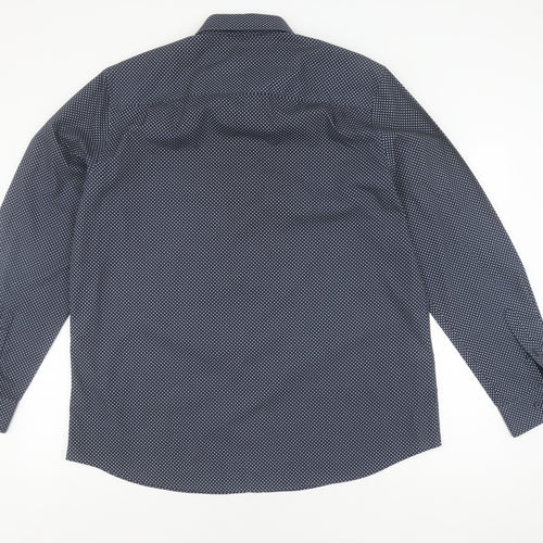 Next Men's Blue Long Sleeve Geometric Shirt 44 cm