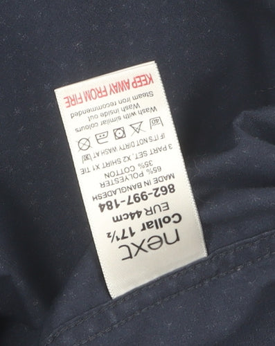 Next Men's Blue Long Sleeve Geometric Shirt 44 cm