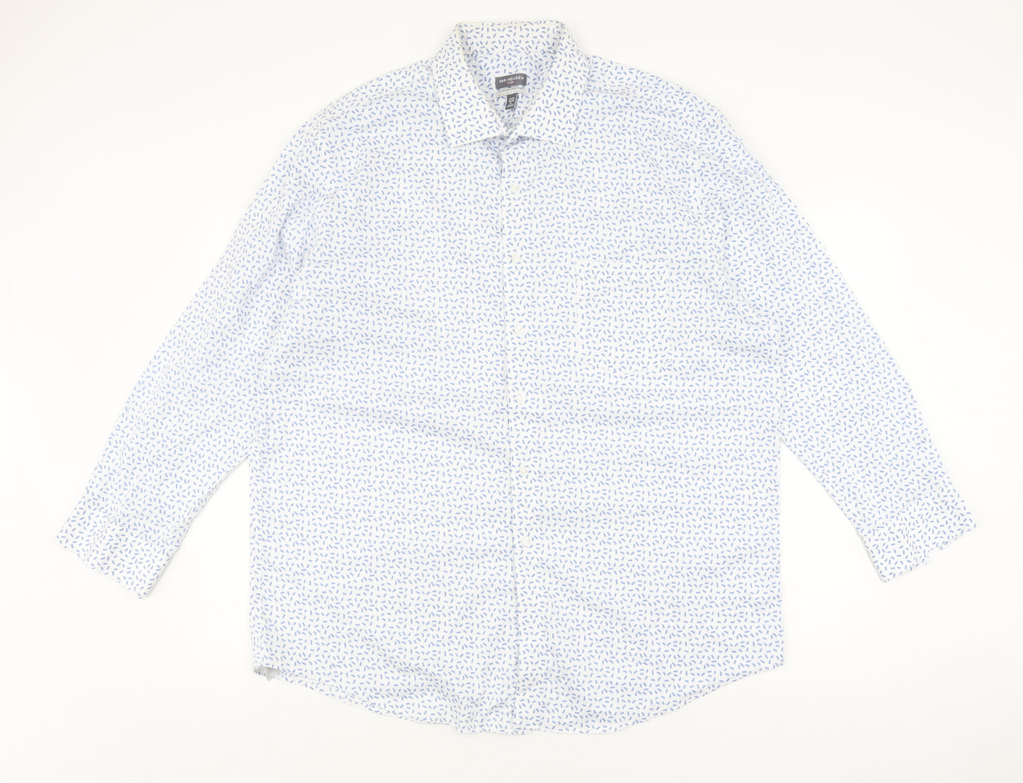 Van Heusen Men's XL White Geometric Long Sleeve Shirt