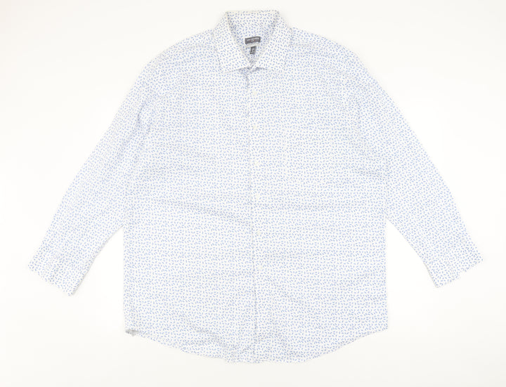 Van Heusen Men's XL White Geometric Long Sleeve Shirt