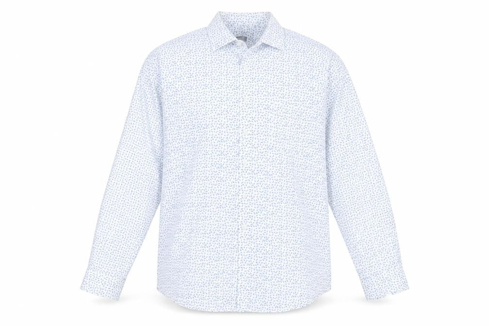 Van Heusen Men's XL White Geometric Long Sleeve Shirt