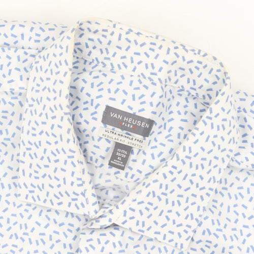 Van Heusen Men's XL White Geometric Long Sleeve Shirt
