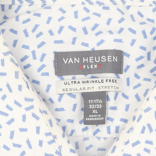 Van Heusen Men's XL White Geometric Long Sleeve Shirt