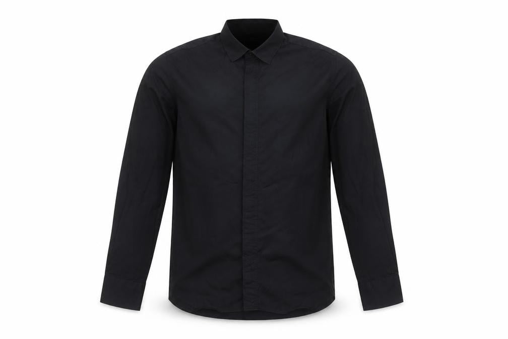Front view of Lineadirection Men's Black Long Sleeve Casual Shirt M