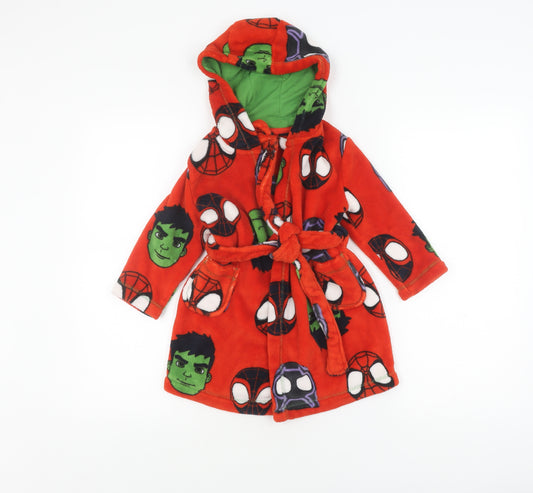George Boys Red Marvel Superhero Hooded Robe 2-3 Years