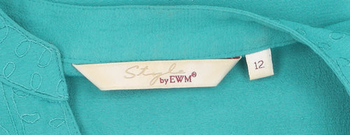 Style by EWM Women's Green Short Sleeve Blouse