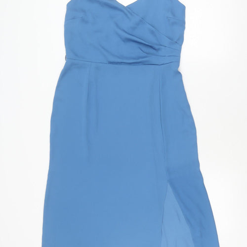 River Island Women Blue Hi-Low V-Neck Dress Size 14