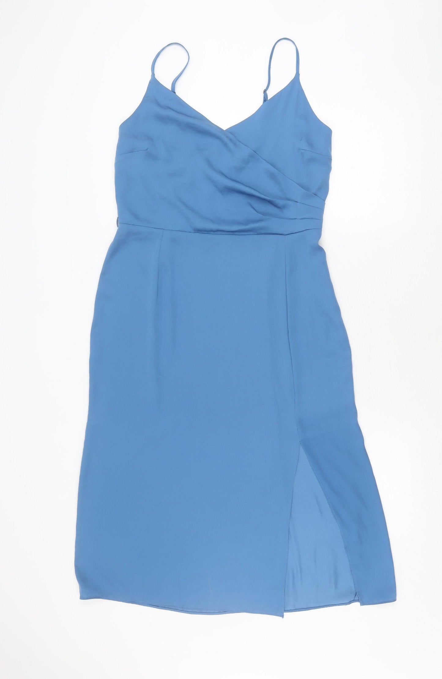 River Island Women Blue Hi-Low V-Neck Dress Size 14